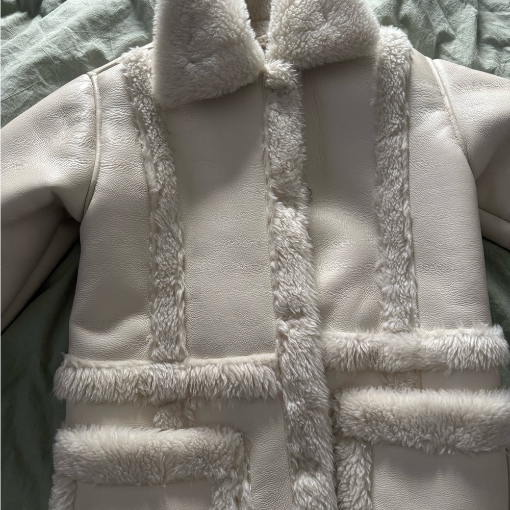 Abercrombie & Fitch Off-White Faux Fur Coat